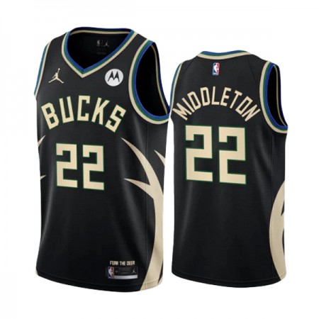 Milwaukee Bucks Khris Middleton 22 Jordan 2022-23 Statement Edition Musta Pelipaidat Swingman - Miesten